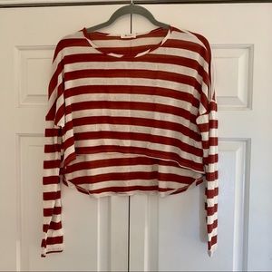 Everly High Low Striped Long Sleeve Crop Top